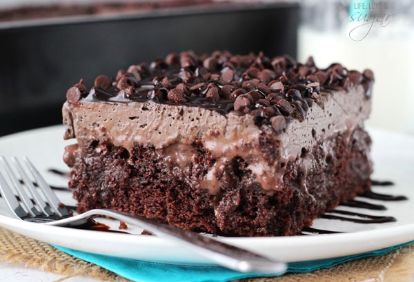 Chocolate Poke Cake - so moist and to die for!