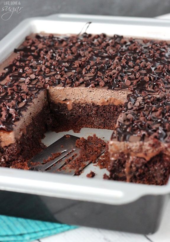 Chocolate Poke Cake - so moist and to die for!