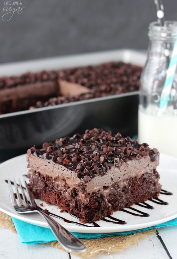 Chocolate Poke Cake - so moist and to die for!