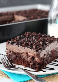 Chocolate Poke Cake close up