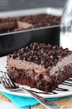 Chocolate Poke Cake close up