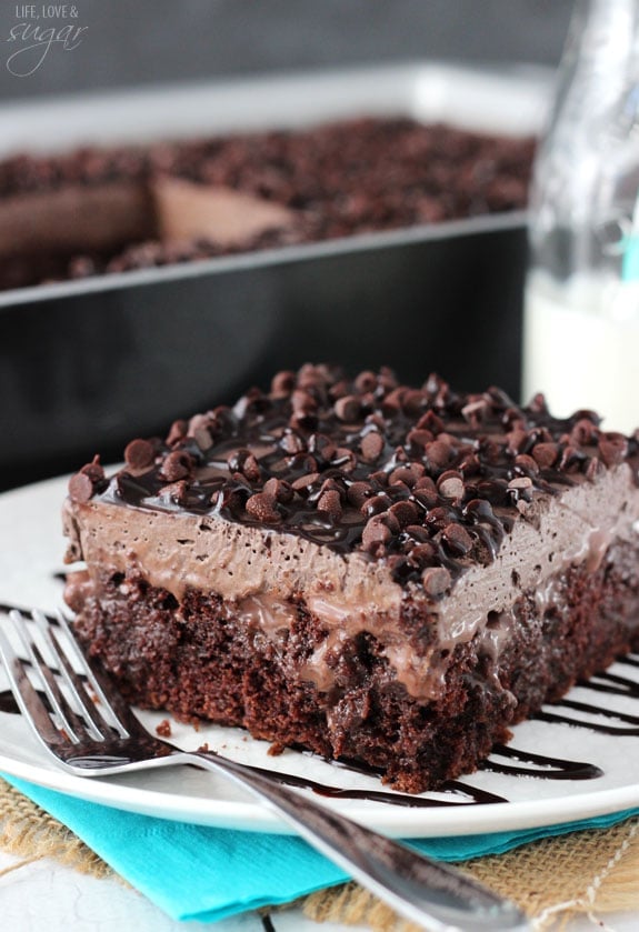 Chocolate Poke Cake close up