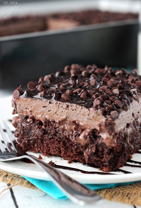Chocolate Poke Cake - so moist and to die for!