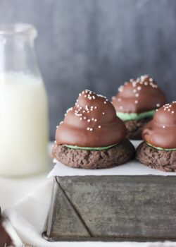 Mint Chip Hi Hat Cookies on metal pan