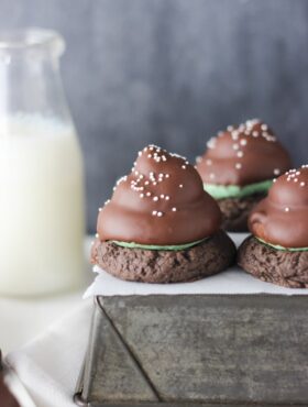 Mint Chip Hi Hat Cookies on metal pan