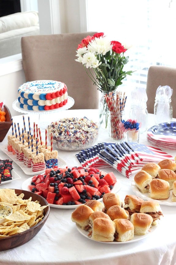 A display of patriotic food on a table