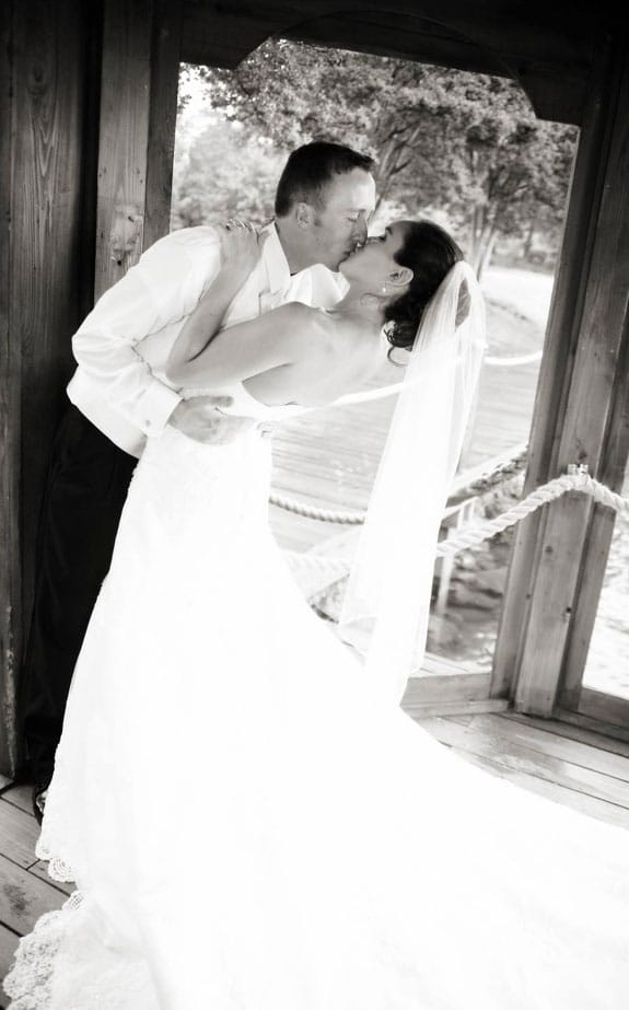 Ian and Lindsay Sharing a Romantic Kiss at Their Wedding