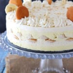 Banana Pudding Icebox Cake on glass stand