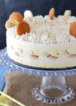 Banana Pudding Icebox Cake on glass stand