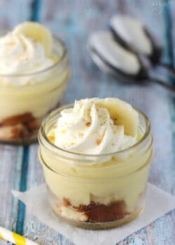 Banana Cream Pudding in a Jar close up