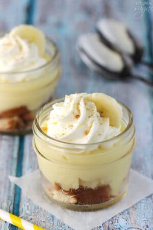 Banana Cream Pudding in a Jar close up