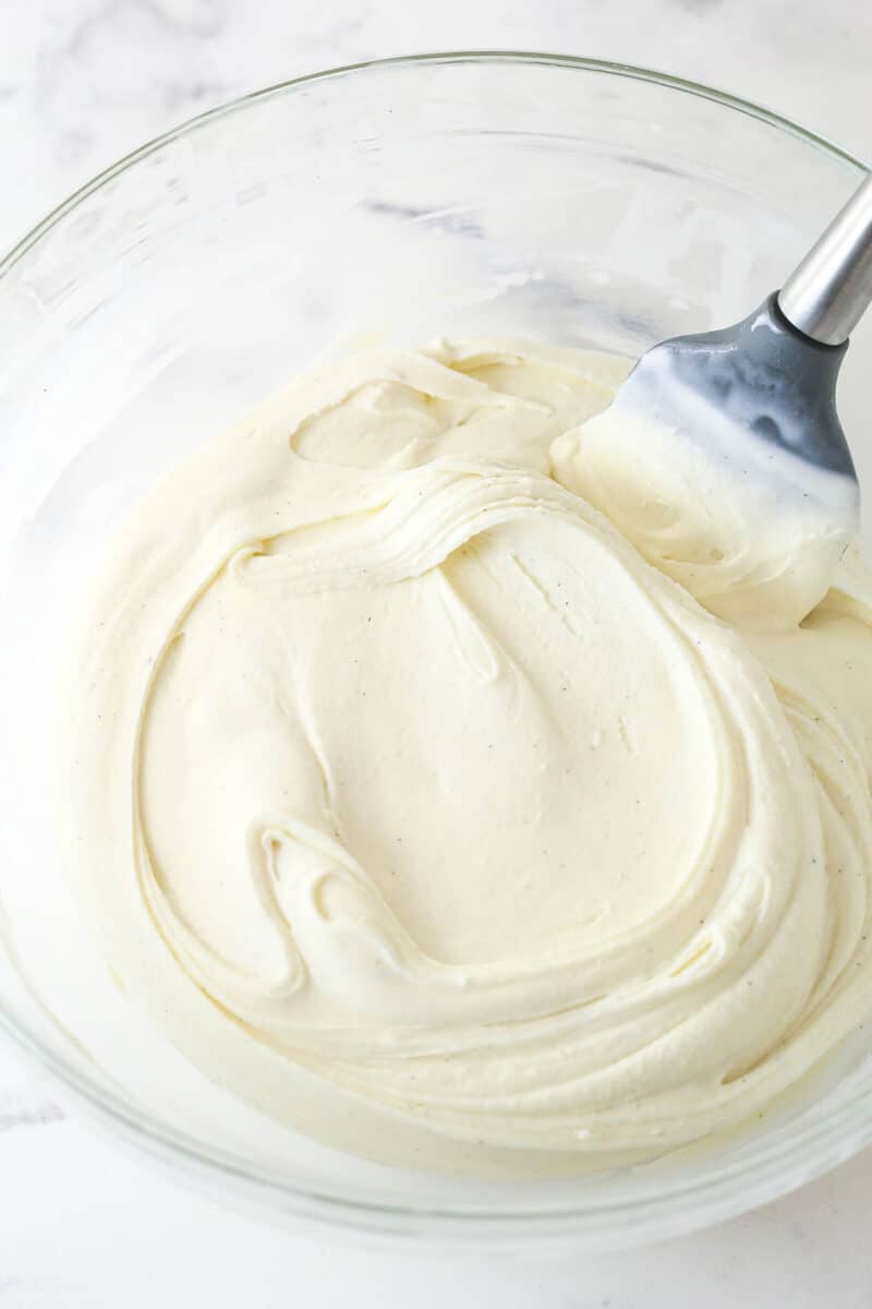 Softened vanilla ice cream in a bowl
