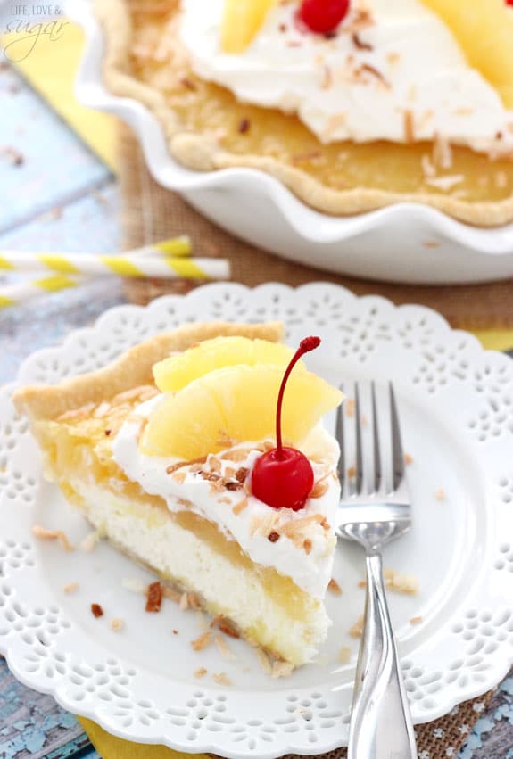 Pina Colada Pie slice on a plate