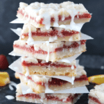 Raspberry Orange Shortbread Bars stacked