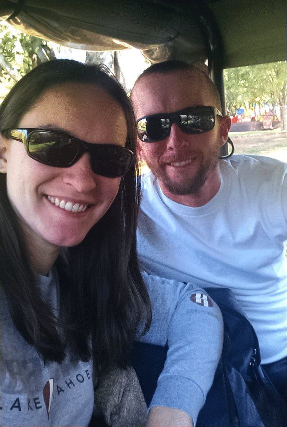 A Selfie of Lindsay and Ian in the Game Drive Car