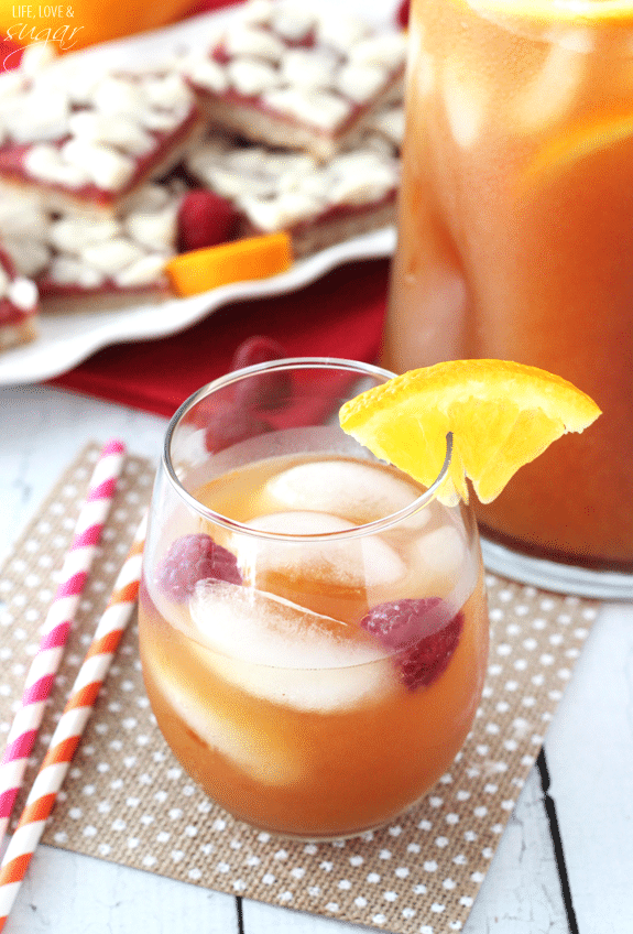 Raspberry Orange juice in a glass with ice