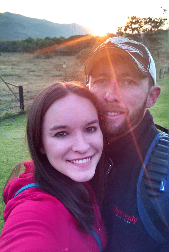 A Selfie of Lindsay and Ian in Front of the Sunrise