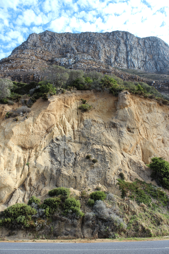 Steep rocks alongside the road