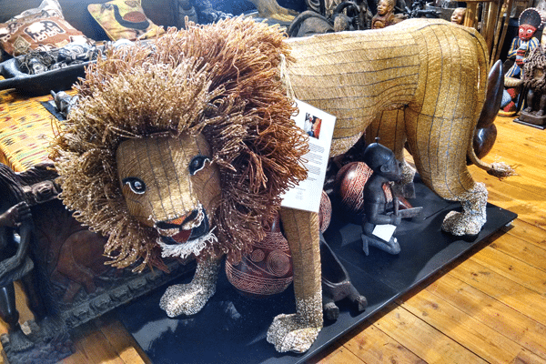 Beaded lion statue