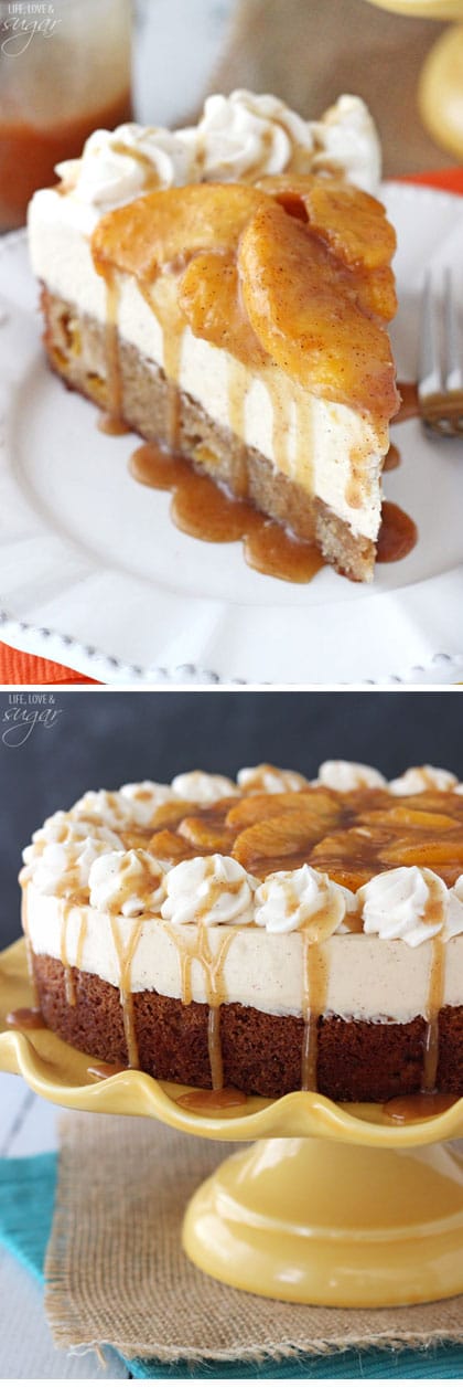 Peach Caramel Blondie Cheesecake collage