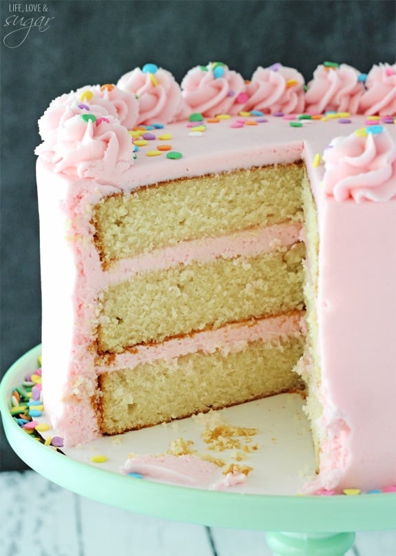 Moist and Fluffy Vanilla Cake! Such a soft, tender cake!