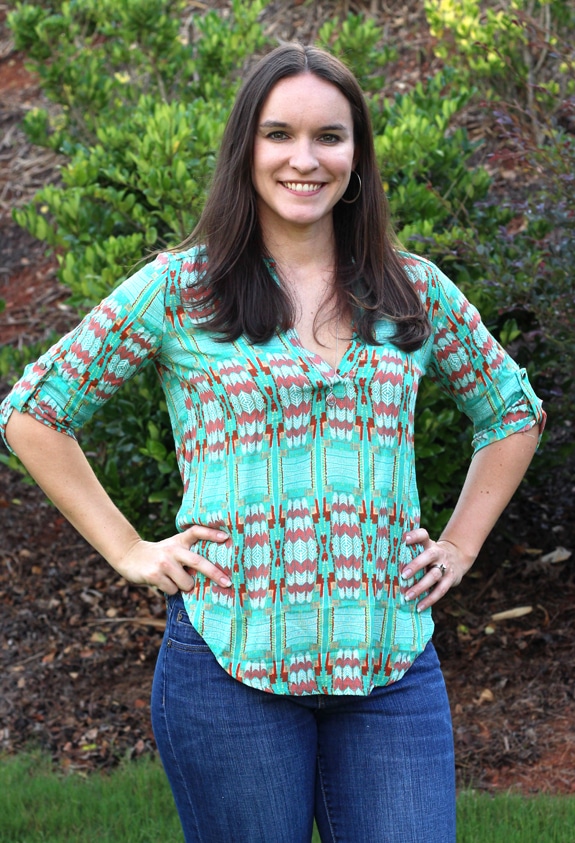 A Teal Patterned Top From My July Stitch Fix Box