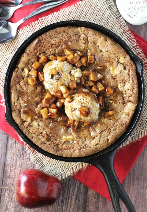 Apple Cinnamon Skillet Blondie overhead view