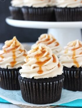 Kahlua Chocolate Cupcakes with Salted Caramel close up