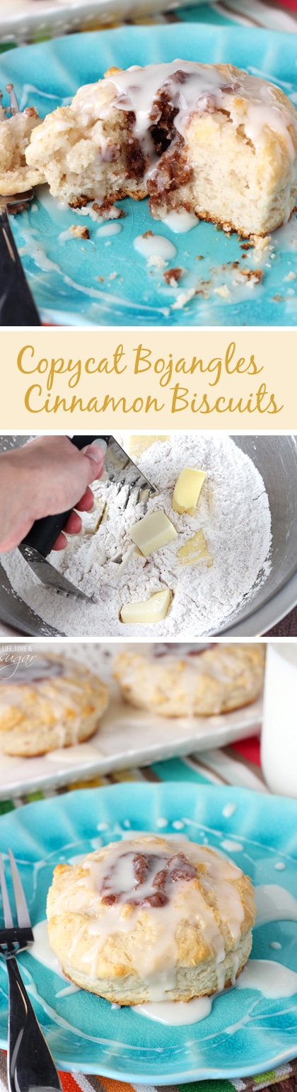 Copycat Bojangles Cinnamon Biscuits! Soft buttermilk biscuits with a cinnamon filling and vanilla glaze! Amazing!