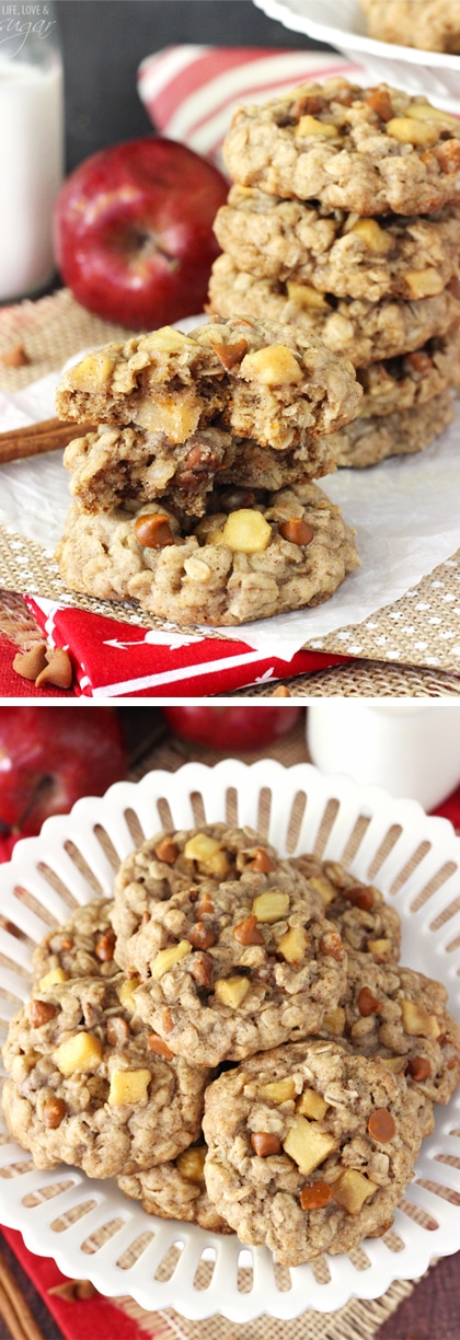 Apple Cinnamon Oatmeal Cookies - Oatmeal cookies full of apple and cinnamon chips! So moist, chew and the perfect fall cookie!