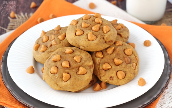 Pumpkin Butterscotch Chip Cookies on a plate
