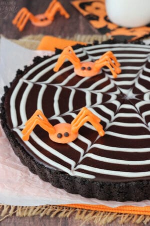 Spider Web Chocolate Tart close up