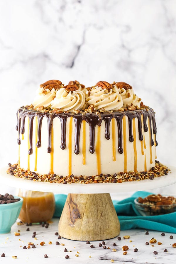 Turtle Chocolate Layer Cake With Caramel Frosting Chocolate Ganache