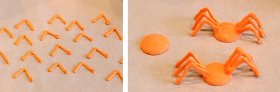 Process to make orange candy spiders