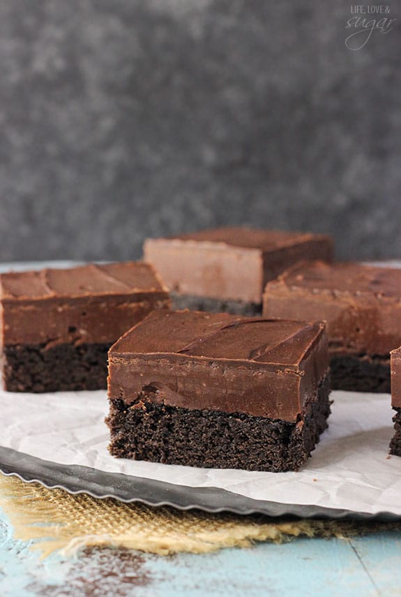 Nutella Fudge Brownies - a dense brownie topped with Nutella fudge and chocolate! SO good!