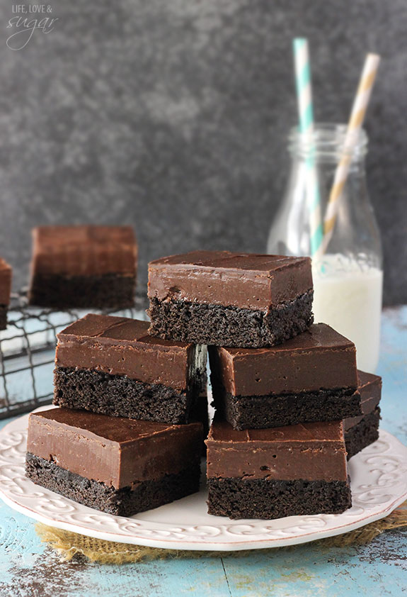 Nutella Fudge Brownies - a dense brownie topped with Nutella fudge and chocolate! SO good!