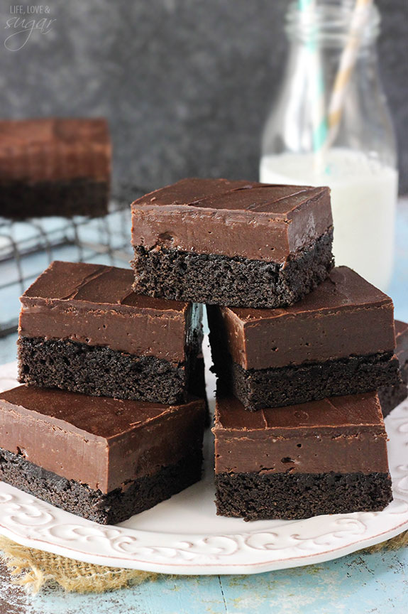 Nutella Fudge Brownies - a dense brownie topped with Nutella fudge and chocolate! SO good!