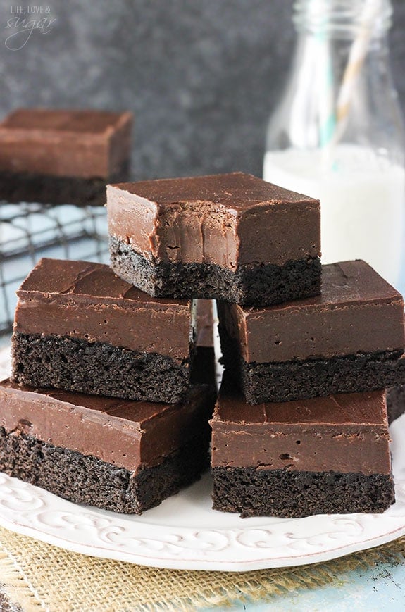 Nutella Fudge Brownies - a dense brownie topped with Nutella fudge and chocolate! SO good!