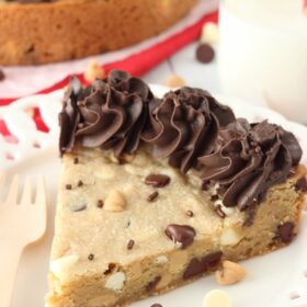 Triple Chocolate Cookie Cake slice close up