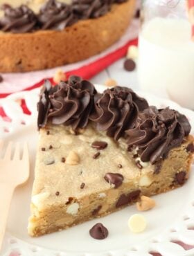 Triple Chocolate Cookie Cake slice close up