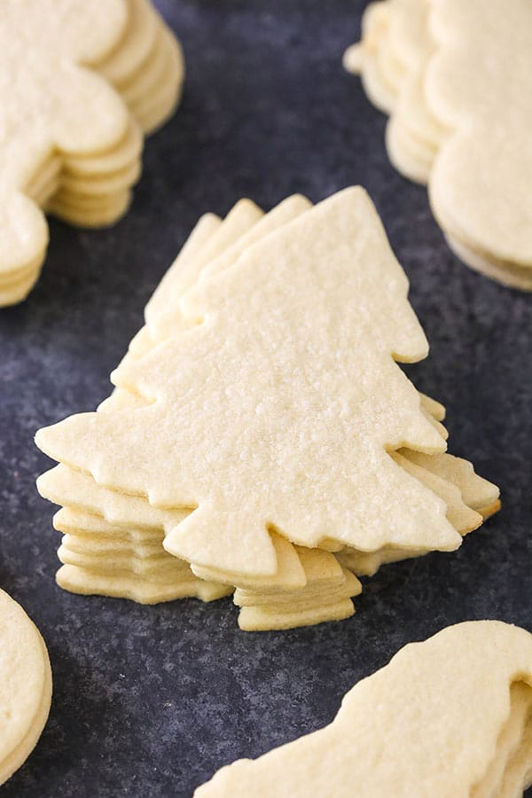 Stack of Christmas tree sugar cookies