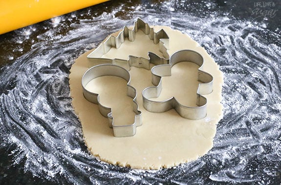 Cookie cutters on rolled out dough