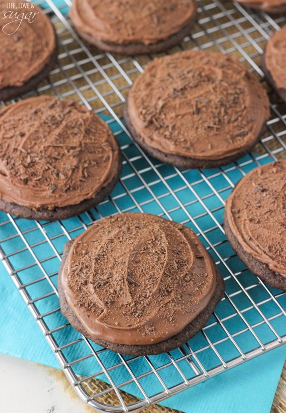 Overhead view of Grandfather's Favorite Chocolate Cookies on a cooling rack