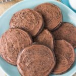 Grandfather's Favorite Chocolate Cookies on blue plate close up