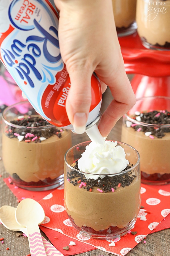 Chocolate Mousse with Cookie Crumbs - easy to make and perfect for sharing for Valentines Day! Share the joy with Reddi Whip!