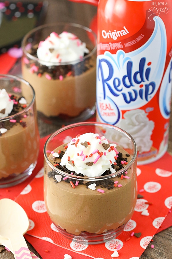 Chocolate Mousse with Cookie Crumbs - easy to make and perfect for sharing for Valentines Day! Share the joy with Reddi Whip!