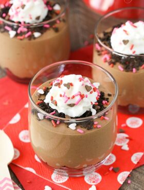 overhead image of Chocolate Mousse with Cookie Crumbles