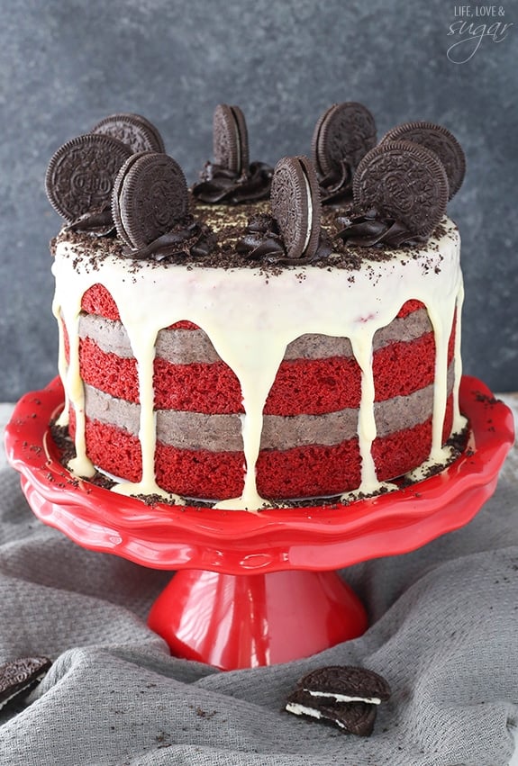 Oreo Cookie Dough Red Velvet Blondie Layer Cake