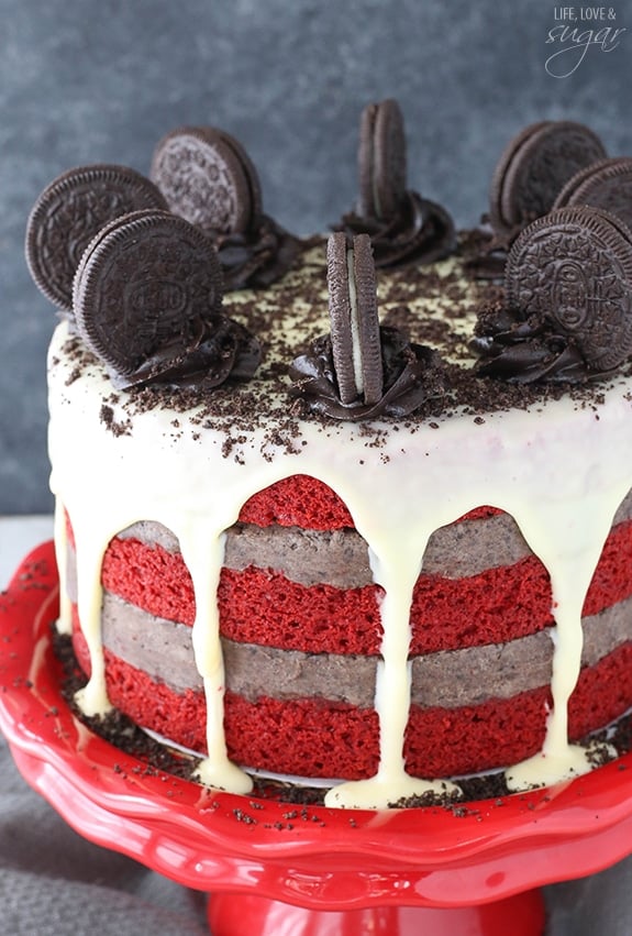 Oreo Cookie Dough Red Velvet Blondie Layer Cake