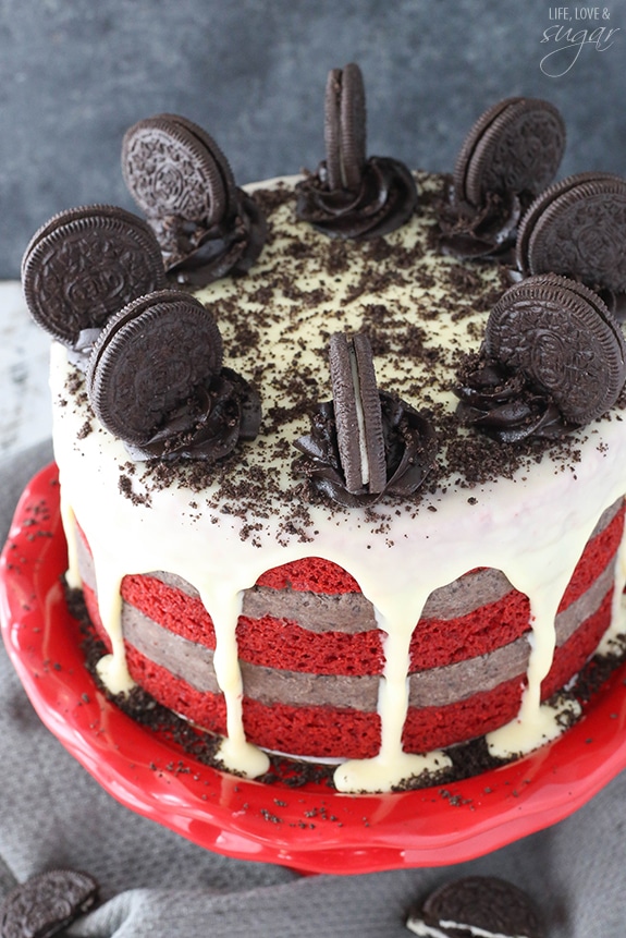 Oreo Cookie Dough Red Velvet Blondie Layer Cake